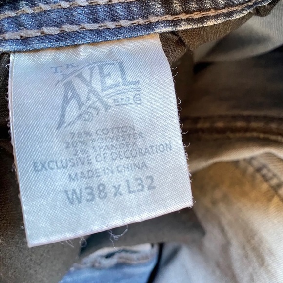 TK Axel Mens Jeans Sz 38x32 Slim Straight Med Wash Blue Distressed Denim - Picture 9 of 16